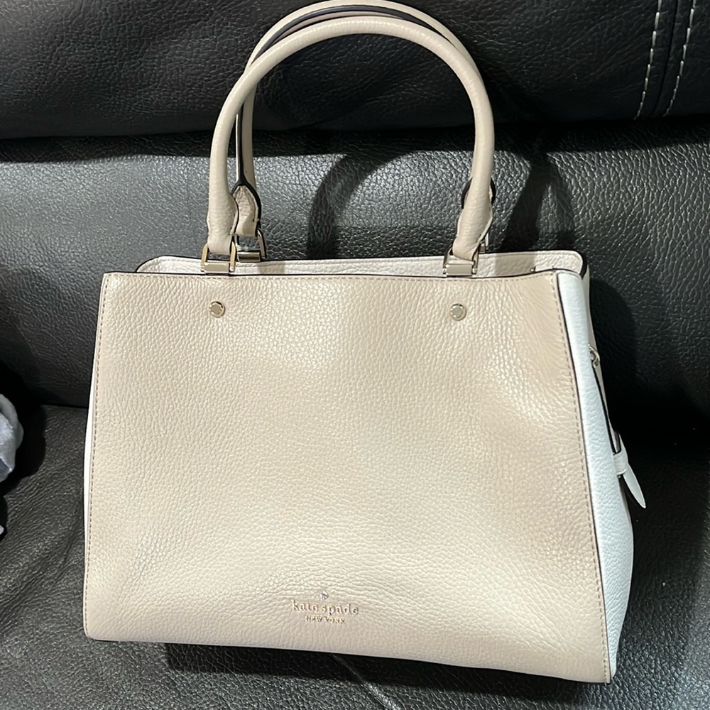 Kate spade colorblock pebble medium satchel in light sand